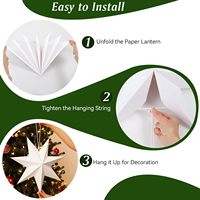 Weihnachtliche Papierstern-Laterne, 5er-Pack, zum Aufhängen, 7-zackiger Stern, LED-Lichtquelle, 5 Farben, 17,72 Zoll, für Hochzeiten, Feiertage