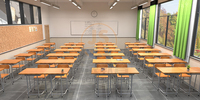 Table de conférence scolaire / Table de classe / Bureau d'école de la marque L.Doctor, avec cadre en tube d'acier