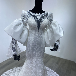 Vestido de Novia Sirena Sexy con Manga Larga y Espalda Descubierta para Mujer, Vestidos de Novia Boho, Modelo WM16 - Product Image 6