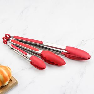 Kitchen Serving Tools 7/9/12 Inch Heat Resistance <strong>Stainless</strong> <strong>Steel</strong> Locking Handle Cooking Silicone Food Tongs for <strong>Fry</strong> <strong>Pan</strong> - Product Image 4