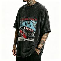 T-shirt vintage pour homme, coupe ample, effet délavé, 100% coton, col rond, manches courtes, streetwear graphique, logo personnalisé