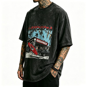 Vintage Acid Wash Oversized <b>Men</b> T Shirt 100% Cotton O Neck Short Sleeve Graphic Streetwear Custom Logo - Product Image 1