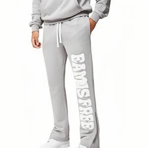 New Design Keep <strong>Warm</strong> Fleece <strong>Joggers</strong> Cropped Top Set Custom Hoodie Sweatpants Set Puff Print Pattern Winter Two-Piece Tracksuit - Product Image 4