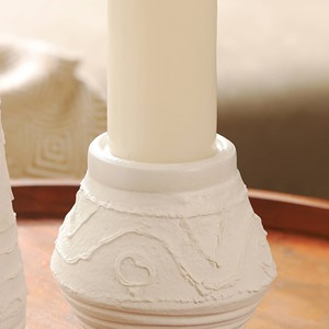 Porte-bougie en terre cuite à motifs organiques 5,2x5,2x5,5 cm, support de bougie rustique pour éclairage d'ambiance - Product Image 2