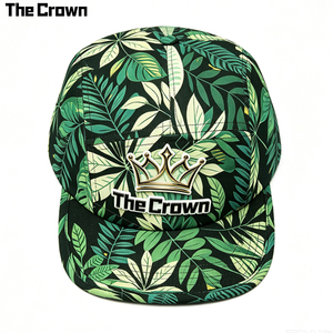 Gorra de 5 Paneles Impermeable con Logotipo Personalizado, Gorra con Estampado de Hojas Tropicales al por Mayor, con Parche Metálico de Goma 3D, Fabricante - Product Image 2