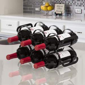 Excellent Wholesale HF KRB18184 Freestanding 6 Bottle Metal Modern Bar Set <b>Wine</b> Storage <b>Rack</b> Black <b>Kitchen</b> - Product Image 3