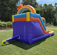 Toboggan aquatique gonflable en PVC commercial pour enfants, château gonflable pour sauter en plein air, toboggan aquatique gonflable avec piscine et souffleur