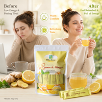 Thé au citron et au gingembre en marque blanche, tisane instantanée, sachets de gingembre au miel, sans caféine, fabrication OEM ODM, vente en gros