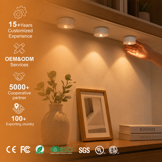 Rechargeable RGB Puck Light LED Cabinet Night Light Remote Control Magnetic Wine Cabinet Wardrobe Night Light