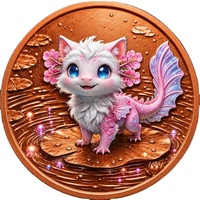 Médaille commémorative personnalisée en cuivre fin .999 de 1 oz, créatures de rêve en cristal, art fantastique, pièce en relief 3D