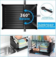 Égouttoir à vaisselle à 2 niveaux en acier inoxydable, grand format, résistant à la rouille, type sur pied, pour comptoir de cuisine, avec égouttoir pour vaisselle et couteaux