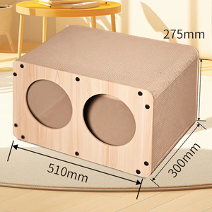 Luxe Extra Grote Golfkarton Kattenkrabber Geïntegreerd Met Een Klauwhuis En Een Kattenboom Ingebed En Bekrast - Product Image 1