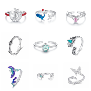 Anello Regolabile Aperto in <span class=keywords><strong>Argento</strong></span> Sterling 925 con Smalto Colorato a Forma di <span class=keywords><strong>Fenice</strong></span> e Zirconi, per Donne e Ragazze, Regalo per Matrimoni e Feste - Product Image 1