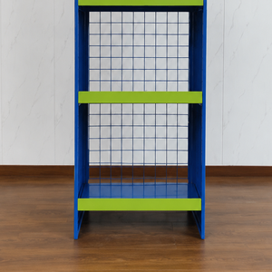 Espositore in Metallo a 3 Ripiani con Retro in Rete Metallica, Scaffale da Terra per Negozi con Pannello Pubblicitario - Product Image 6