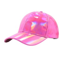 Gorra de Béisbol de Cuero PU Colorida para Hombre y Mujer, Gorra de Estilo Urbano con Visera Ajustable, Gorra de Motocicleta Impermeable para Uso en Exteriores