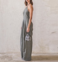 Combinaison de fête pour femmes, col licou, pantalon Long, bretelles Spaghetti, lin, collection