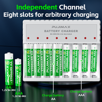 Chargeur rapide intelligent PUJIMAX avec indicateur de charge LED, chargeur de batterie rechargeable pour batterie au nickel-métal hydride 1,2 V Ni-mh