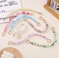 Bunte Runde Perlen-Armbandkette, Schillernde Farbverlauf-Perlenschnur, Kurzes Handy-Umhängeband, Taschen-Handtaschen-Anhänger