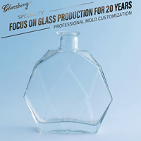 Bouteille de whisky en verre cristal de luxe moderne, ronde, hexagonale, à base épaisse, 800 ml, vide, pour vin et vodka