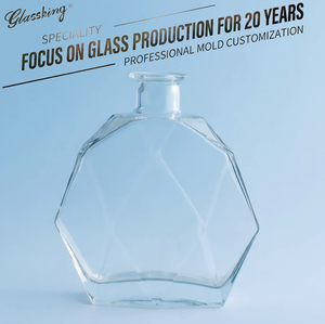 Bouteille de whisky en verre cristal de luxe moderne, ronde, hexagonale, à base épaisse, 800 ml, vide, pour vin et <span class=keywords><strong>vodka</strong></span> - Product Image 1