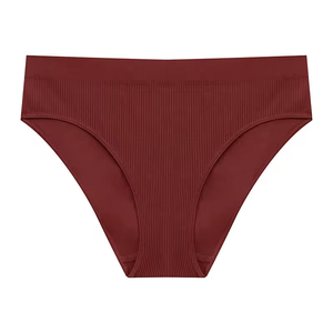 Women <b>Seamless</b> Bikini Panties Ribbed Low Rise Solid Color <b>Thong</b> G String Underwear Eco-Friendly Nylon Waist Custom Wholesale - Product Image 3