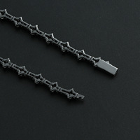 Pulsera de tenis con circonitas negras y diseño de flor de ciruelo, con cierre de resorte, de latón chapado en negro, joyería hip hop para mujer y hombre