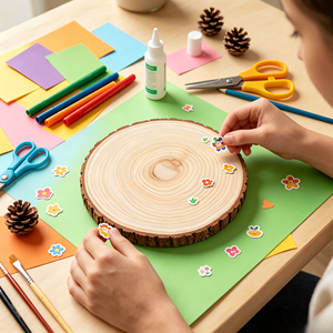 Fette di <span class=keywords><strong>Legno</strong></span> Naturale Rotonde <span class=keywords><strong>con</strong></span> Bordo Naturale per Artigianato Fai-da-Te, Decorazioni per Matrimoni e Centrotavola - Product Image 5