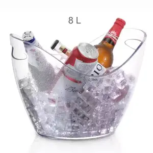 Plastik transparan putih hitam 4/8/12L ingot bentuk ember es untuk pesta bar pegangan ganda ember bir