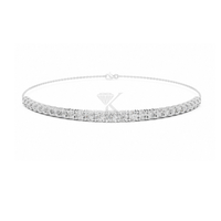 Bracelet demi-barre en diamant de laboratoire, chaîne en or massif 14 carats, luxe minimaliste, superposable, unisexe, pour fiançailles et soirées