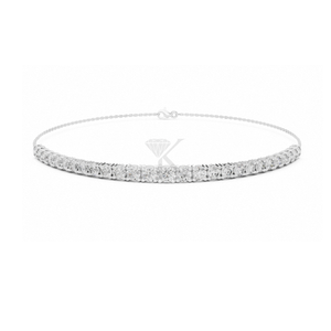 Pulsera de barra con diamantes de imitación tipo tenis, con diamantes redondos cultivados en laboratorio en cadena de oro amarillo, joyería minimalista para superposición, perfecta. - Product Image 3