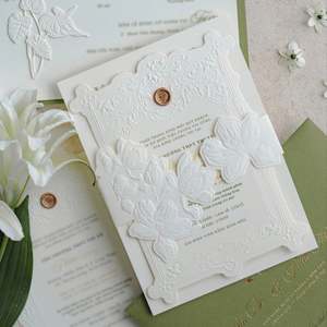 Suite d'invitations de mariage de luxe avec gaufrage – Prix de gros pour les entreprises d'événements - Product Image 2