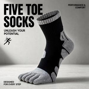 Chaussettes cinq doigts pour hommes, chaussettes épaisses en tissu éponge à orteils séparés, absorbant la transpiration, respirantes, résistantes aux odeurs, chaussettes en tissu éponge pour hommes, automne et hiver - Product Image 1