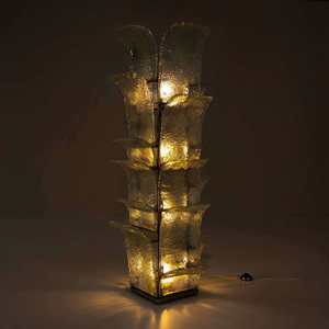 Lampada da Terra a LED in Vetro di Murano con Design a Foglie Stratificate, Luce Artistica Moderna con Base E27 per Soggiorno e Hall d'Hotel - Product Image 2