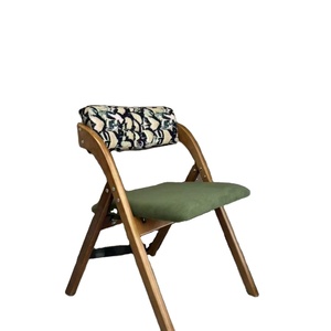 <span class=keywords><strong>Chaise</strong></span> de salle à manger en bois massif avec cadre pliable foncé, coussin <span class=keywords><strong>beige</strong></span> moelleux, style vintage, mobilier pour la maison, le bureau, le salon et l'hôtel - Product Image 2