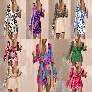 Completo Due Pezzi da <span class=keywords><strong>Donna</strong></span> con Stampa, Maniche Lunghe, Aderente, Scollo a V, Sexy, Elegante e Casual - Product Image 2