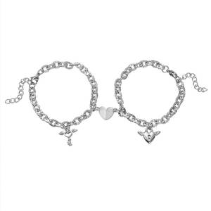Pulsera y Brazaletes de Moda para Mujer en Acero Inoxidable 316L de Lujo Personalizados, Pulsera Magnética con Corazón para Parejas - Product Image 5