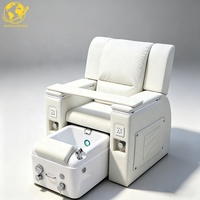 Fauteuil de pédicure de luxe moderne pour salon de manucure avec spa pour les pieds et dossier moyen pour usage professionnel