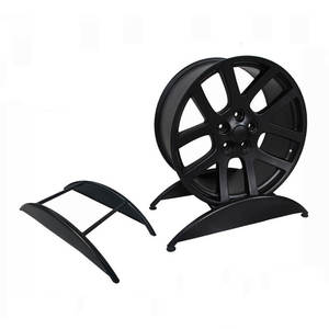 رف عرض معدني للإطارات للبيع بالتجزئة، حامل عرض لإطار واحد، مطلي بالبودرة السوداء، قابل للفك والتعديل، شكل دائري - Product Image 5