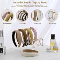 Support de présentation en acrylique transparent pour bandeaux et accessoires capillaires, idéal pour coiffeuse et table de maquillage