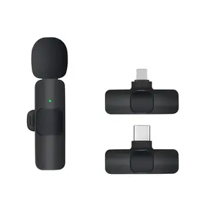 JKS K9 mikrofon kerah nirkabel, mikrofon profesional podcast Lavalier Mic K9 dual nirkabel untuk ponsel Iphone Android