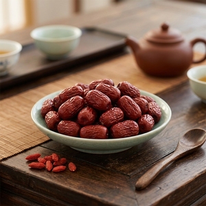 Dattes rouges artificielles réalistes, simulation de jujubes, fruits séchés factices pour accessoires de photographie, présentation en cuisine, décoration de festival - Product Image 1