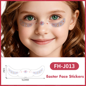 Pegatinas Faciales <span class=keywords><strong>de</strong></span> Pascua al por Mayor, Diseños <span class=keywords><strong>de</strong></span> Conejitos y Huevos, <span class=keywords><strong>Tatuajes</strong></span> Temporales a Granel para Fiestas. Logotipo y Empaque Personalizados Disponibles. - Product Image 2
