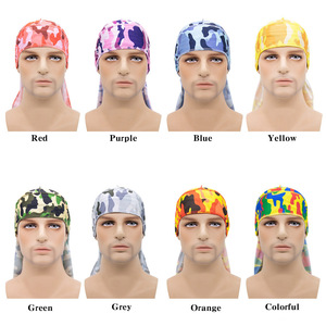 Bán Buôn Hip Hop Ngụy Trang Satin Lụa Durags Biểu Tượng Tùy Chỉnh Headbands Người Đàn Ông Dài Đuôi Sóng Dân Tộc Bandanas Purecraft - Product Image 2