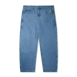Loose Fit 450GSM Baggy Stretch Denim Jeans Stein gewaschene Kordel zug Flexible Denim Herren Jeans