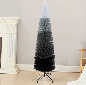 Chất Lượng Cao 6ft Nhân Tạo <span class=keywords><strong>PVC</strong></span> Cây Giáng Sinh Với Kim Loại Đứng Màu Đen Để Trắng Gradient Cho Nhà/Đảng Halloween Xmas Trang Trí Nội Thất - Product Image 4