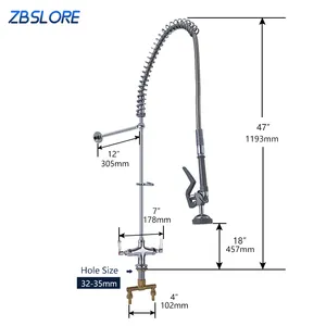 Oem Sink Vaatwasser Commerciële Spray Tap Lente Dubbele Handgrepen Pre Spoelen Messing Tap