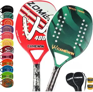 Kit 2 raquetes de tênis de praia fibras de carbono macio EVA Camewin Nota Fiscal original produto no Brasil(VERMELHO BRANCO/VERDE)
