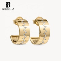 ICEBELA Fine Jewelry Luxury Vintage Trendy Plata 925 Sterling Silver Stream of Cuff Zircon Boucles d'oreilles pour les femmes