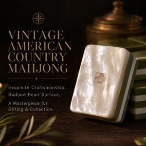 Juego de Mahjong Americano de Plástico Premium con Diseño Vintage de Paisaje Campestre Americano. Incluye tapete para azulejos, bolsa de almacenamiento, duradero, esencial, básico - Product Image 2