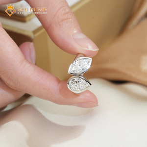 Goldleaf <b>925</b> <b>Silver</b> Pear Marquise Cut 3CT Moissanite <b>Ring</b> Classic Unisex Wedding Engagement GRA Certified Custom - Product Image 4